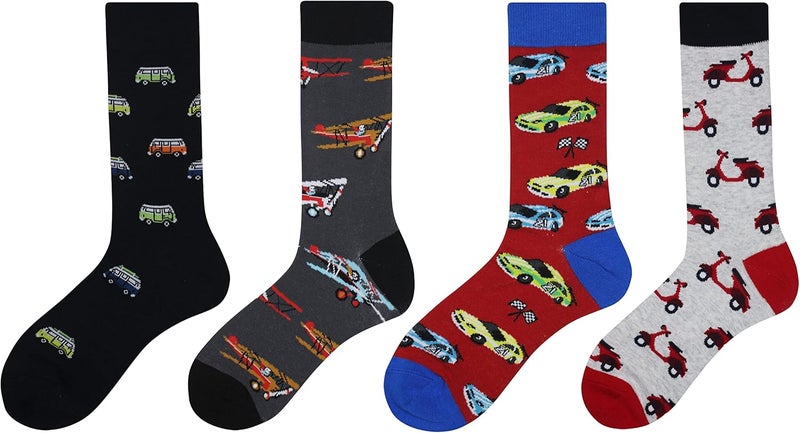 Cansok Men's 2/4 Packs Fun Crazy Novelty Dress Crew Socks - Image 2
